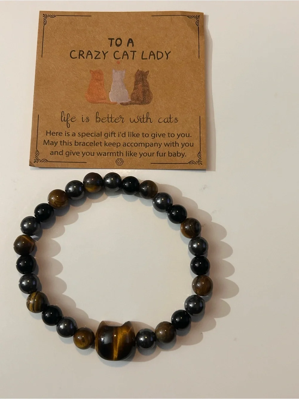 Tiger Eye Beaded Bracelet - Brown & Black
